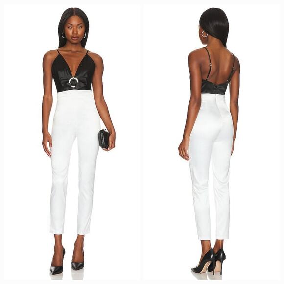 NBD Quenby Jumpsuit in Black & Ivory XS